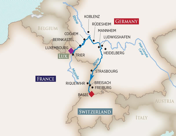 Rhine and Mosel River Map