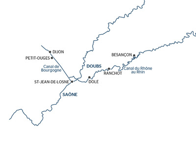 Map of Doubs Valley cruise itinerary