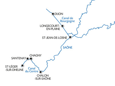 Soane Canal map in France